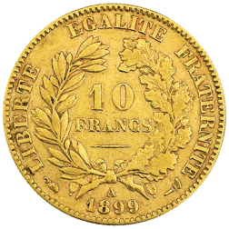 Pre-Owned 1899 Third Republic French 10 Franc 'Ceres' Gold Coin