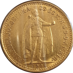 Pre-Owned 1908 Hungarian 10 Korona Franz Joseph I Gold Coin