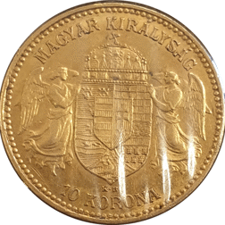 Pre-Owned 1908 Hungarian 10 Korona Franz Joseph I Gold Coin