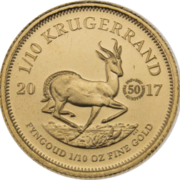Pre-Owned 2017 South African Krugerrand 1/10oz Brilliant Uncirculated Gold Coin