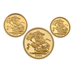 Pre-Owned 2000 UK Double, Full & Half Sovereign Gold Proof 3-Coin Set