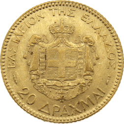Pre-Owned 1884 Greek George I 20 Drachma Gold Coin
