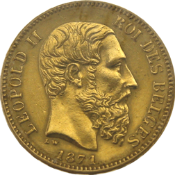 Pre-Owned 1871 Belgian Leopold II 20 Franc Gold Coin