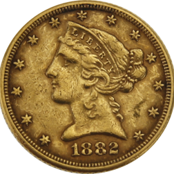 Pre-Owned 1882 USA Half Eagle $5 Gold Coin