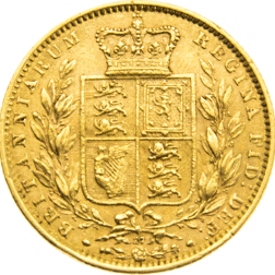 Pre-Owned 1864 London Mint DN.27 Victorian 'Shield' Full Sovereign Gold Coin