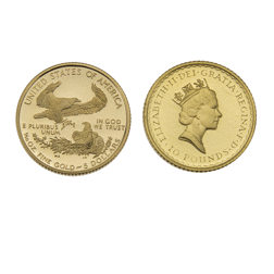 Pre-Owned 1997 Ladies of Freedom UK Britannia & USA Eagle 1/10oz Gold Coin Set
