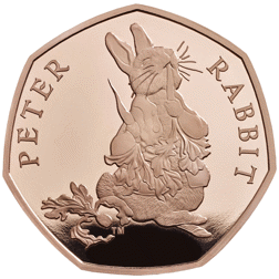 Pre-Owned 2018 UK Peter Rabbit 50p Proof Gold Coin and Book Gift Box