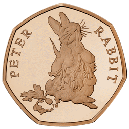 Pre-Owned 2018 UK Peter Rabbit 50p Proof Gold Coin and Book Gift Box