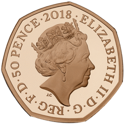 Pre-Owned 2018 UK Peter Rabbit 50p Proof Gold Coin and Book Gift Box