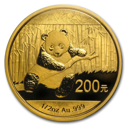 Pre-Owned 2014 Chinese Panda 1/2oz Gold Coin