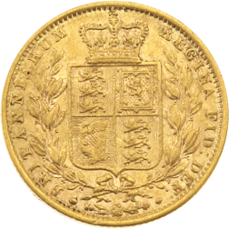 Pre-Owned: 1862 London Mint Victorian 'Shield' Full Sovereign Gold Coin