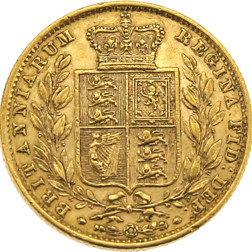 Pre-Owned: 1862 London Mint Victorian 'Shield' Full Sovereign Gold Coin