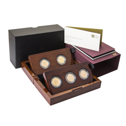 Pre-Owned UK Longest Reigning Monarch Full Sovereign Gold 5-Coin Effigy Set