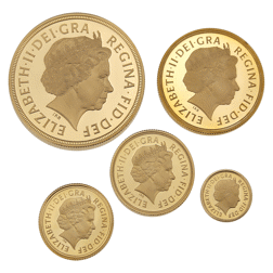 Pre-Owned UK 2009 Sovereign Proof Gold 5-Coin Set