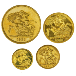Pre-Owned UK 1937 George VI Sovereign Specimen Proof Gold 4-Coin Set
