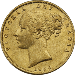 Pre-Owned 1856 London Mint Victoria 'Shield' Full Sovereign Gold Coin