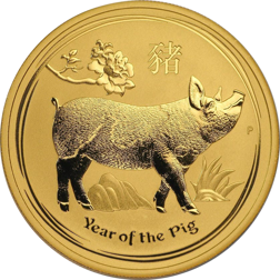 Pre-owned 2019 Australian Lunar Pig 1oz Gold Coin