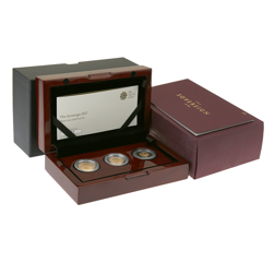 Pre-Owned 2017 UK Full, Half, and Quarter Sovereign Proof Gold 3-Coin Set