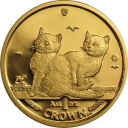 Pre-Owned 2003 Isle of Man Balinese Kittens 1oz Gold Coin