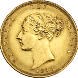 Pre-Owned 1872 DN.318 Victorian 'Shield' Half Sovereign Gold Coin