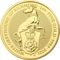 Pre-Owned 2021 UK Queen's Beasts The White Greyhound of Richmond 1oz Gold Coin
