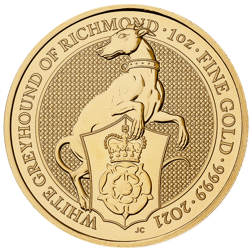 Pre-Owned 2021 UK Queen's Beasts The White Greyhound of Richmond 1oz Gold Coin