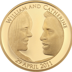 Pre-Owned 2011 Wedding of Prince William and Catherine £5 Proof Gold Coin - Damaged Box