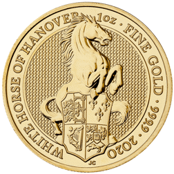 Pre-Owned 2020 UK Queen's Beasts The White Horse of Hanover 1oz Gold Coin