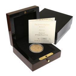 Pre-Owned 2006 Queen's 80th Birthday Proof £5 Gold Coin With Set Diamond