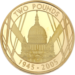 Pre-Owned 2005 UK 60th Anniversary WWII £2 Gold Proof Design Coin