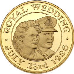 Pre-Owned 1986 St Helena & Ascension Royal Wedding Gold Proof 50p Coin