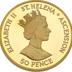 Pre-Owned 1986 St Helena & Ascension Royal Wedding Gold Proof 50p Coin