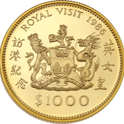 Pre-Owned UK 1986 Royal Visit $1000 Hong Kong Dollar Gold Coin