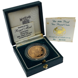 Pre-Owned 1986 UK Commonwealth Games £2 Proof Gold Coin