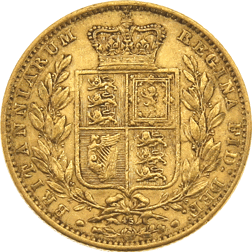 Pre-Owned 1869 London Mint DN.45 Victorian 'Shield' Sovereign Gold Coin