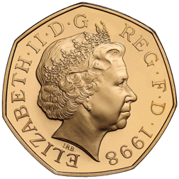 Pre-Owned 1998 UK NHS 50p Proof Gold Coin
