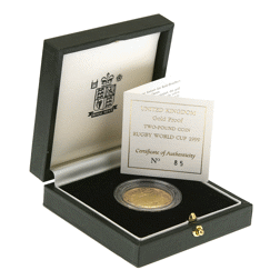 Pre-Owned 1999 UK Rugby World Cup Proof Double Sovereign Gold Coin