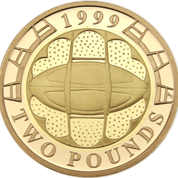 Pre-Owned 1999 UK Rugby World Cup Proof Double Sovereign Gold Coin