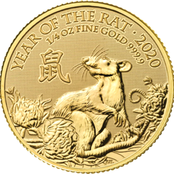 Pre-Owned 2020 UK Lunar Rat 1/4oz Gold Coin