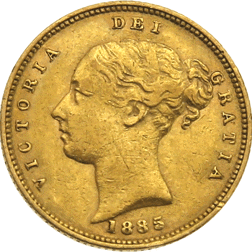 Pre-Owned - 1885 London Mint Victorian 'Shield' Half Sovereign Gold Coin