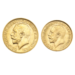 Pre-Owned 1912 UK George V Full and Half Sovereign Gold 2-Coin Set