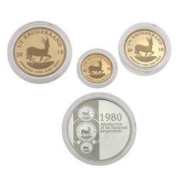 Pre-Owned 2010 South Africa 'The Fractional Krugerrand' Gold Coin Proof Set w/ Silver Medallion
