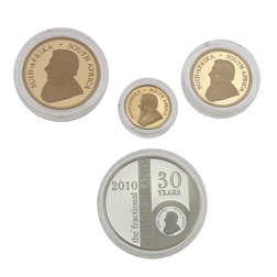 Pre-Owned 2010 South Africa 'The Fractional Krugerrand' Gold Coin Proof Set w/ Silver Medallion