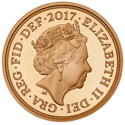 Pre-Owned UK 2017 Proof Piedfort Full Sovereign Gold Coin - Missing Outer Box