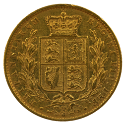 Pre-Owned 1869 London Mint DN.19 Victorian 'Shield' Full Sovereign Gold Coin