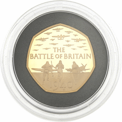 Pre-Owned 2015 UK 75th Anniversary of the Battle of Britain 50p Gold Proof Coin - Missing Outer Box