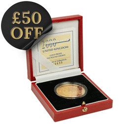 Pre-Owned 2000 UK Millennium £5 Crown Proof Gold Coin