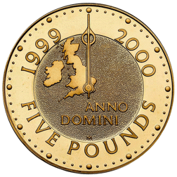 Pre-Owned 2000 UK Millennium £5 Crown Proof Gold Coin