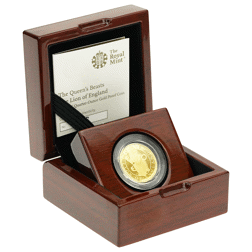 Pre-Owned 2017 UK Queen’s Beasts The Lion 1/4oz Proof Gold Coin - Missing Outer Box