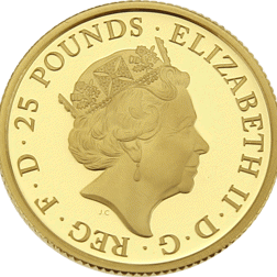 Pre-Owned 2017 UK Queen’s Beasts The Unicorn of Scotland 1/4oz Proof Gold Coin - Missing Outer Box